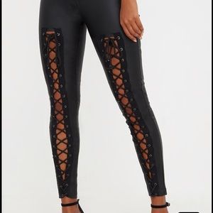 PrettyLittleThing black lace up jeans
